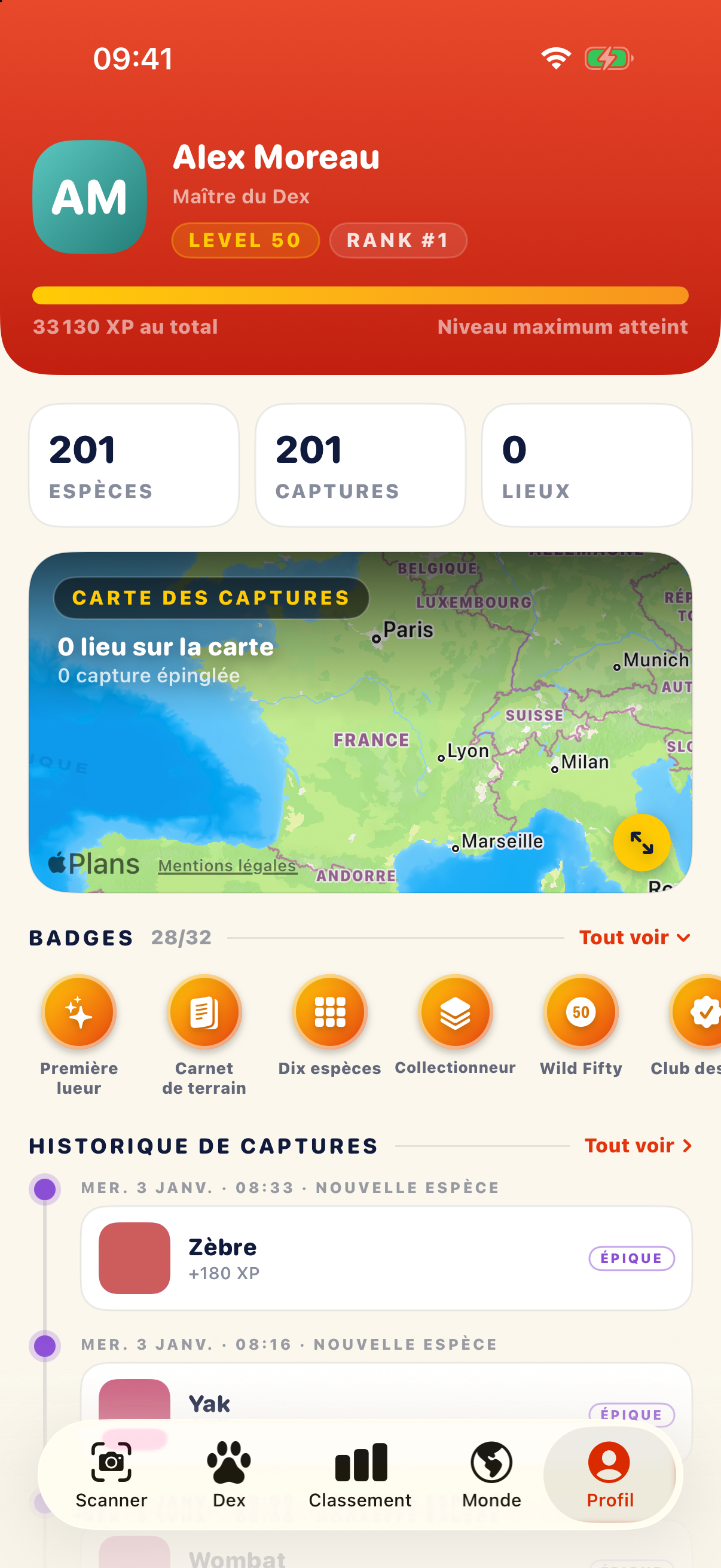 AnimalDex — Ton profil d'explorateur