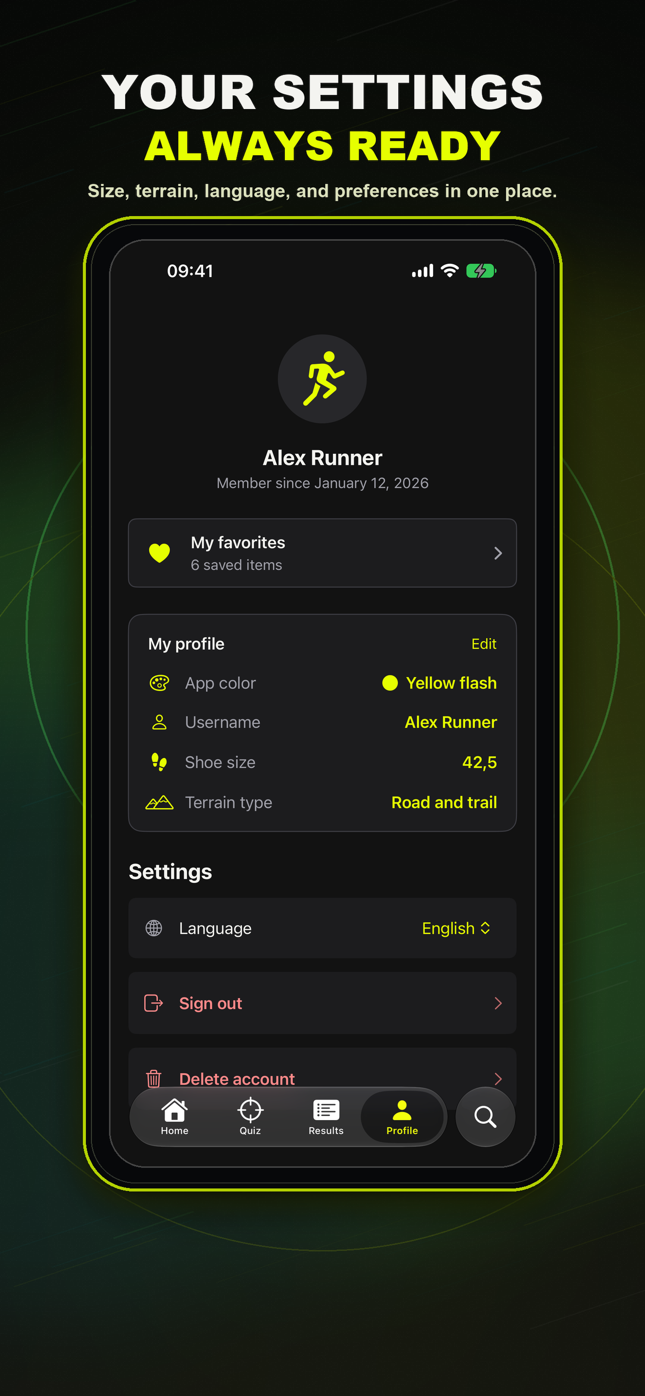 SoleMate Run — Your settings, always ready