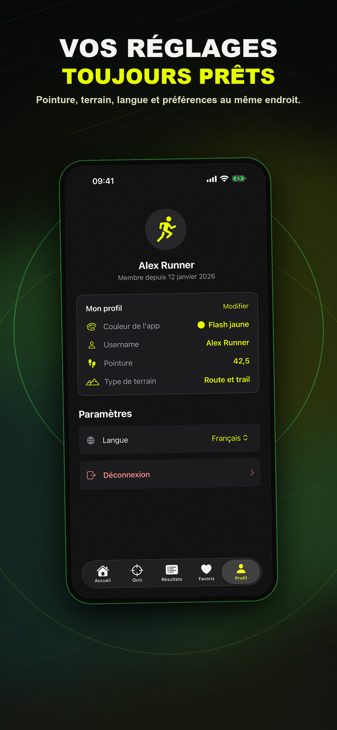 SoleMate Run - Vos réglages toujours prêts